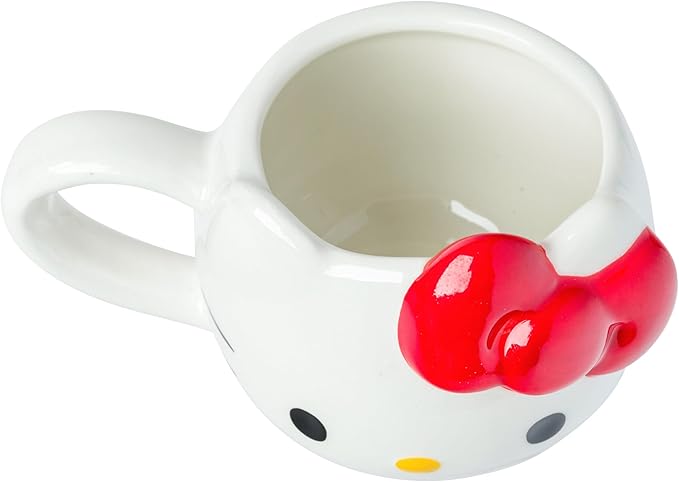 Silver Buffalo Sanrio Hello Kitty Different Color Bows 4 Pack 3D Sculpted Ceramic Mini Mug Set, Perfect as a Sugar, Cream, or Milk Set