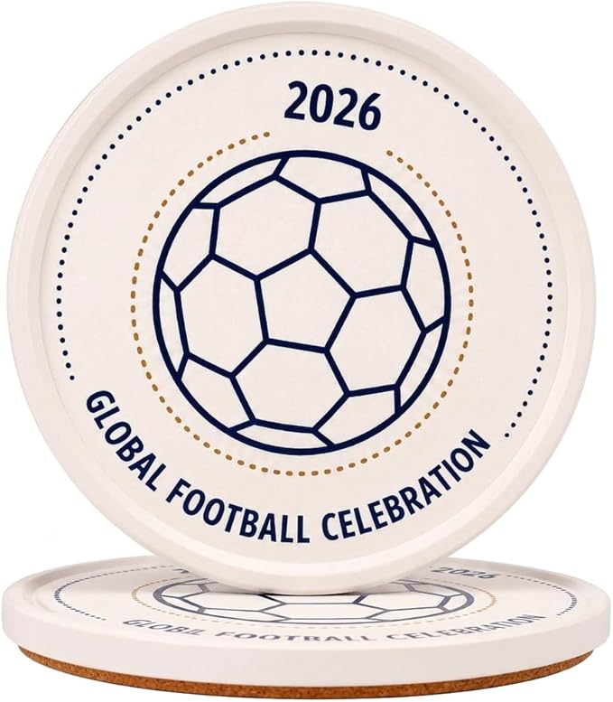 Y2026 Drink Coasters Set of 2 for The World Cup, Anti-Slip Thick Cork Absorbent Coasters with Raised Edge, Stone Drying Mat for Cups, Sink Tray, Soap Dish & Small Plants (2PACK 4X4X0.39 in_footable)
