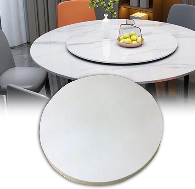 Wooden Lazy Susan Round Table Turntable, Large Dining Table Tabletop Serving Plate, 50cm~100cm, Wooden Swivel Display Tray 360°, No Need To Install, For Hotel/Family Dinner (Color : White-A, Size :