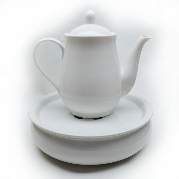 White Porcelain Teapot, Big Tea Pot Coffee Tea Water Pot Vintage Ceramic Gooseneck Kettle (49oz)