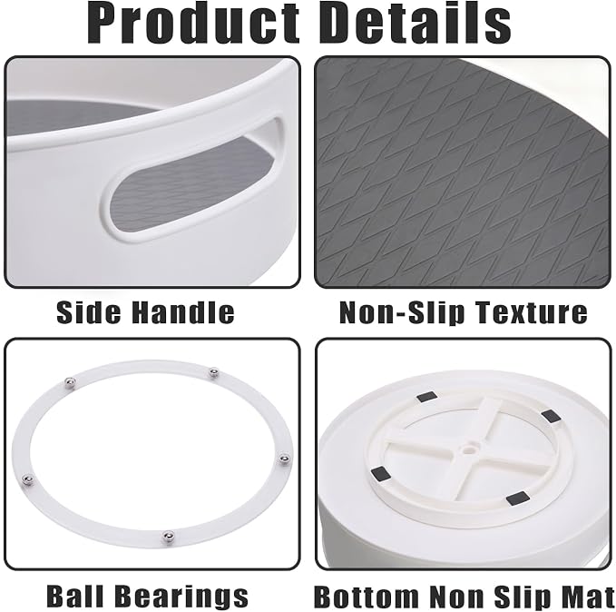 Lazy Susan Turntable 11.8 in 360 ° Rotates Multipurpose Round Turntable for Cabinet, Pantry, Kitchen, Countertop, Fridge, Bathroom Organizer (Large)