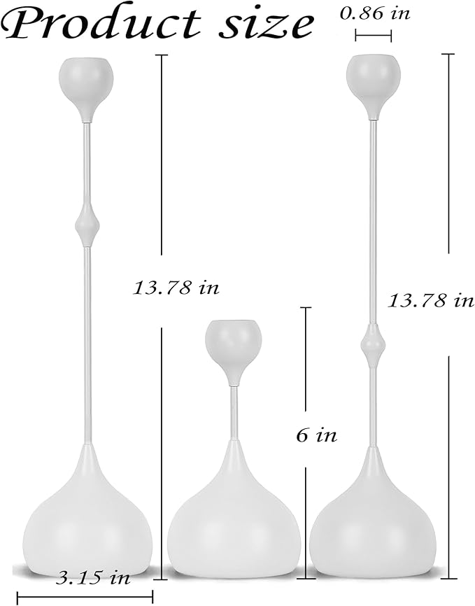 Candle Holders Set of 3 - Taper Candle Holders for Table Decor, Elegant Minimalist Design, Perfect for Weddings, Parties, and Home Decor (White)