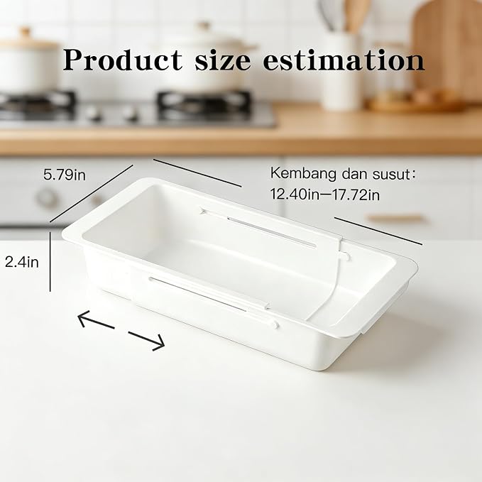 2 Pack Expandable Deep Drawer Organizer for Kitchen, Ideal as Cutlery Drawer Organizer. Sliding, Adjustable, 12.4-17.7". Durable Plastic.