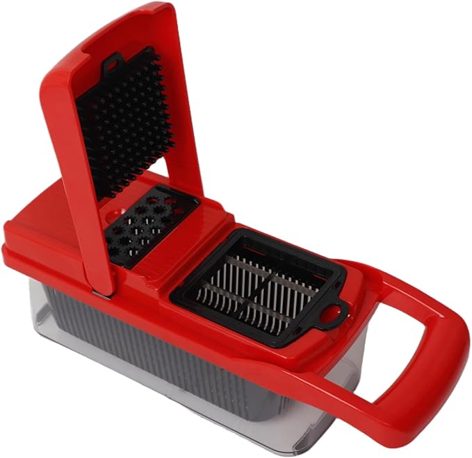 26-in-1 Vegetable Chopper and Slicer Set, Red, Multifunctional Food Chopper with Container, 13 Interchangeable Blades, Safety Glove, Kitchen Mandoline Slicer (RED)
