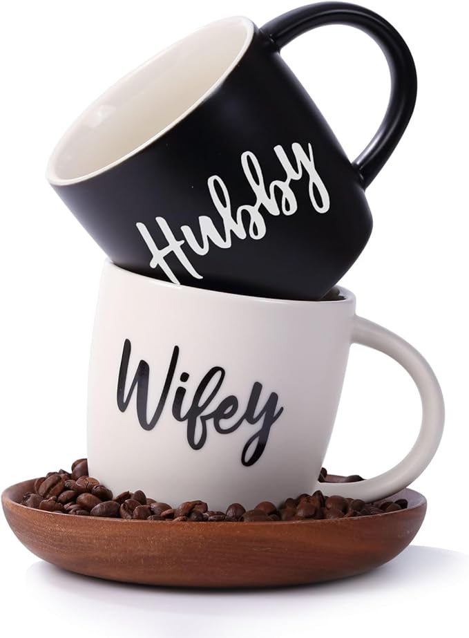 Wedding Gifts for Couples 2026, Wifey Hubby Mugs Set of 2 Coffee Mug, Bridal Shower Gift, Mr and Mrs Coffee Mug, Wedding Couples Gift for Bride Groom，Engagement Gifts