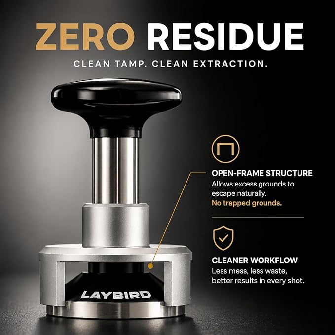 TriPress Espresso Tamper 58mm, Spring Loaded Coffee Tamper for 58mm Portafilter Baskets, 25lb Constant Pressure Self Leveling Tamper Tool, Zero-Residue Threaded Base