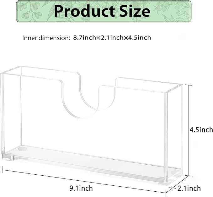 Clear Acrylic Napkin Holder for Table, Elegant Non-Slip Guest Towel Tray for Bathroom, Waterproof Vertical Tissue Dispenser for Kitchen Dining Bar Rounded Corners