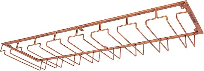 CNCEST Wine Glass Rack Under Cabinet, 8 Row Extreme Large Stemware Hanger, Metal Wine Glass, DIY Bar Glass Storage Rack Holder (80cm-Bronze)