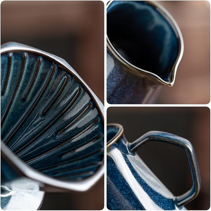 Pour Over Coffee Maker,Ceramic Coffee Maker With 40 pcs Paper Filter，20oz/600ml Pour Over Coffee Dripper (Starry Blue)