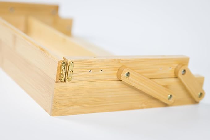 Premium Bamboo Easy Under Mounting Cabinet Spice Storage Rack designed with magnetic closure and locking mechanism