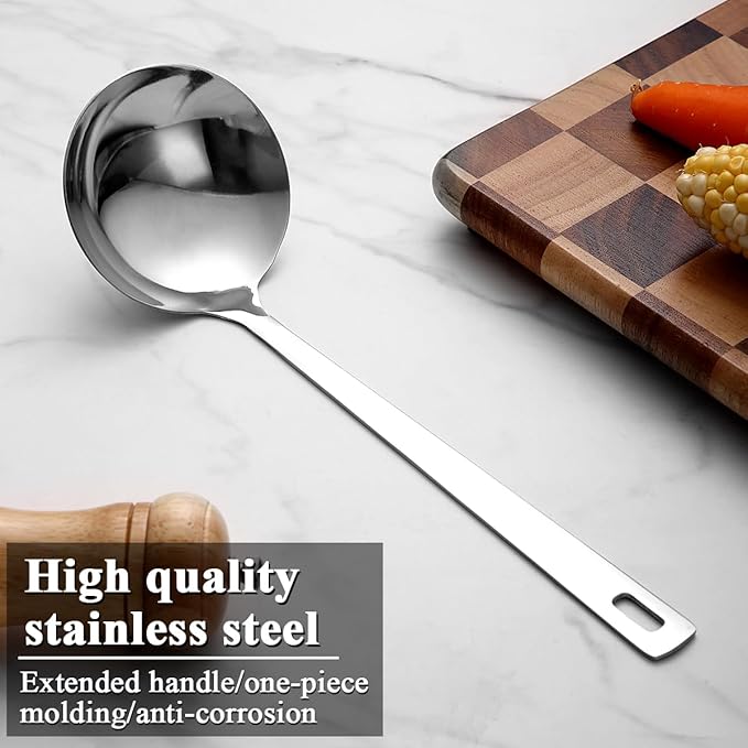 Berglander Stainless Steel Soup Ladle, 11.8" Durable Ladel Spoon for Serving or Cooking, Dishwasher Safe, Durable & Rust-Resistant Cooking Utensil