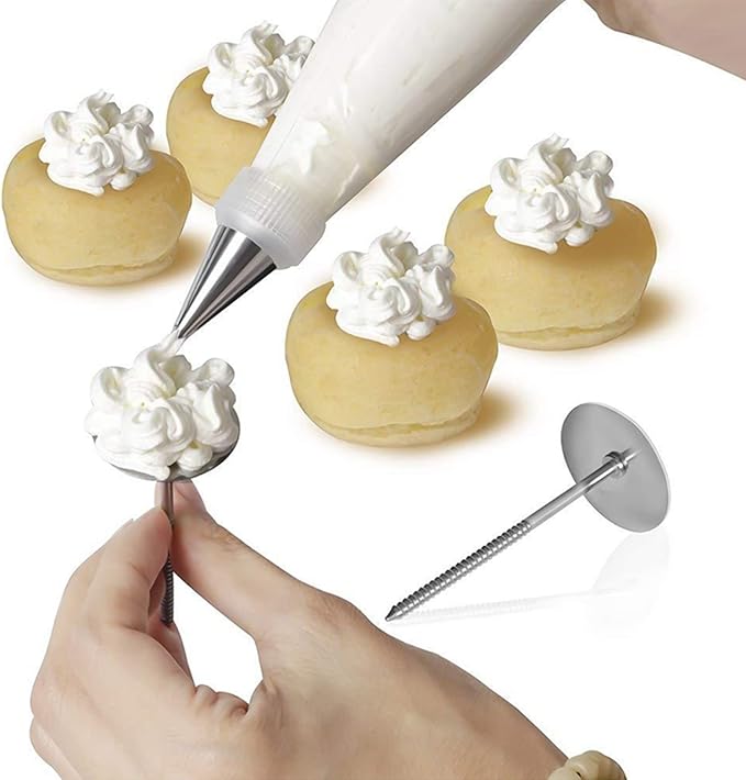 Dr.Pedi 8 Pieces Piping Bags and Tips Set 6 Icing Tips Icing Piping Nozzles Set Frosting Bags Ties Cupcake Decorating Kit Cupcake Pastry Tool