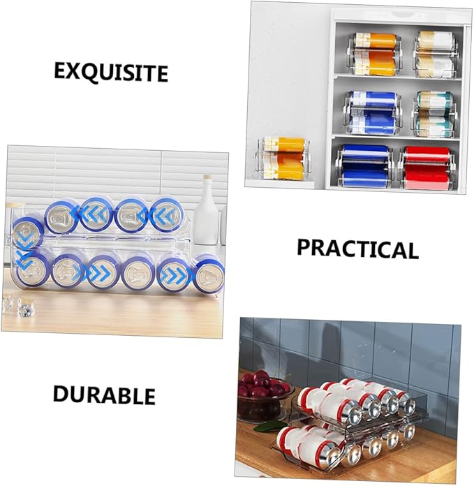 Mobestech Double Can Dispenser Clear Drink Organizer for Fridge and Pantry Space Saving Soda Storage Box Capacity Beverage Holder for Easy Access Kitchen Organizer