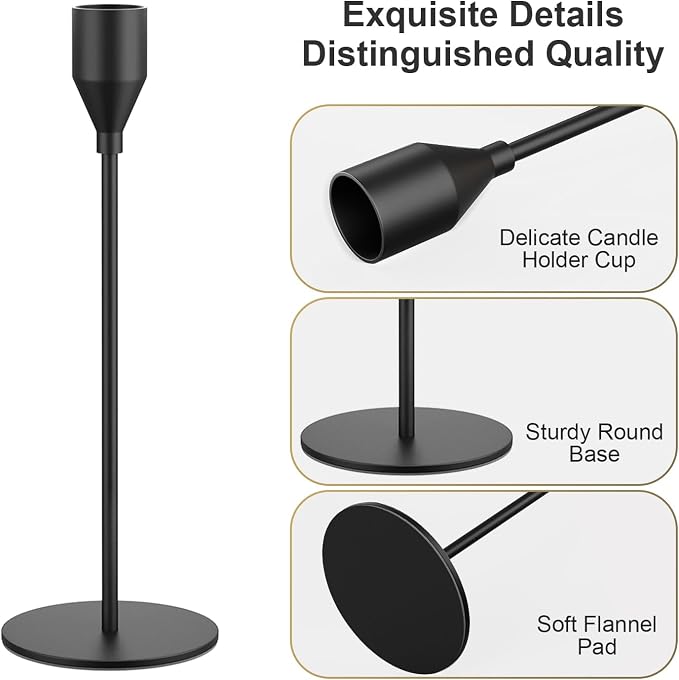 NLBTW Black Taper Candle Holders Set of 6, Metal Candlestick Holders for Table or Mantel Decor Centerpiece, Candle Stick Holder Decor for Wedding, Dinning, Party or Anniversary