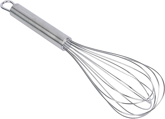 Restaurantware 11 in Stainless Steel Wire Whisk - German Standard Kitchen Balloon Whisk with Ergonomic Handle, Dishwasher Safe - Durable French Whisk for Cooking, Mixing Thick Batter and Sauce