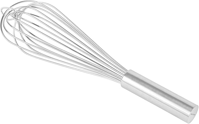 Restaurantware-Met Lux 12 x 2.5 x 2.5 Inch Baking Whisk, 1 French Whisk With Ergonomic Handle - Dishwashable, Won't Corrode, Stainless Steel , For Whipping, Baking, Or Cooking