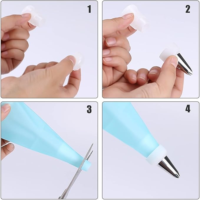 Dr.Pedi 8 Pieces Piping Bags and Tips Set 6 Icing Tips Icing Piping Nozzles Set Frosting Bags Ties Cupcake Decorating Kit Cupcake Pastry Tool
