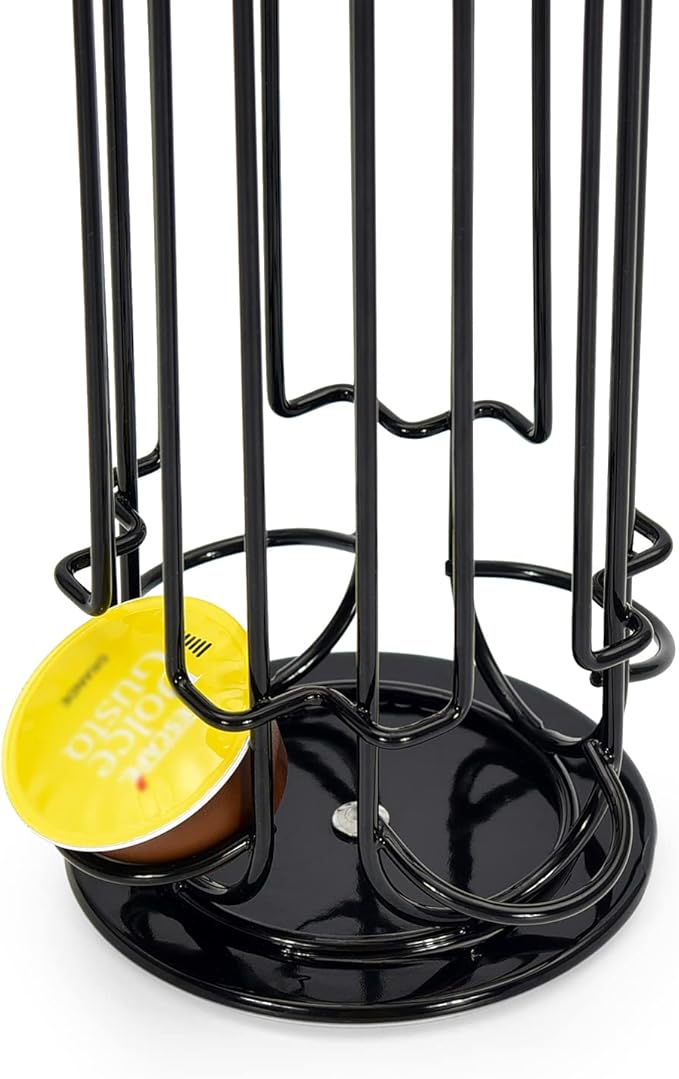 Coffee Pod Storage Carousel Holder Organizer Compatible with 32 Dolce Gusto Capsules,Modern Black Design, Home or Office Kitchen Counter Organizer