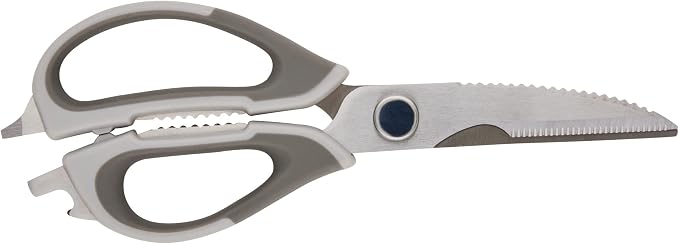 Rachael Ray Professional Multi Shear Kitchen Scissors with Herb Stripper and Sheath, 2 Piece, Gray