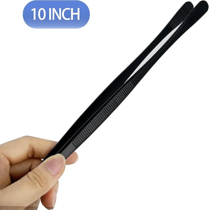 Kitchen Tweezer Pasta Tongs, 10-Inch Cooking Tweezers Food Tongs, Stainless Steel Culinary Tweezers Grilling Tongs