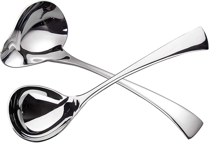 IMEEA 2-Piece Small Ladle Set, 7" Drizzle Spoon with Pour Spout 7.6" Serving Ladle, 18/10 Stainless Steel for Gravy, Sauces & Dressing