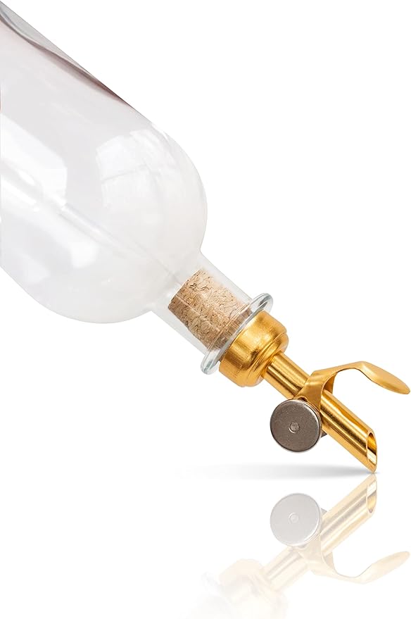 Rail19 Small Clear Glass Mouthwash Dispenser with Metal Pour Spout | Cooking Oil and Vinegar Dispenser - Perfect for The Bathroom, Kitchen and Tabletop, 8oz (Gold)