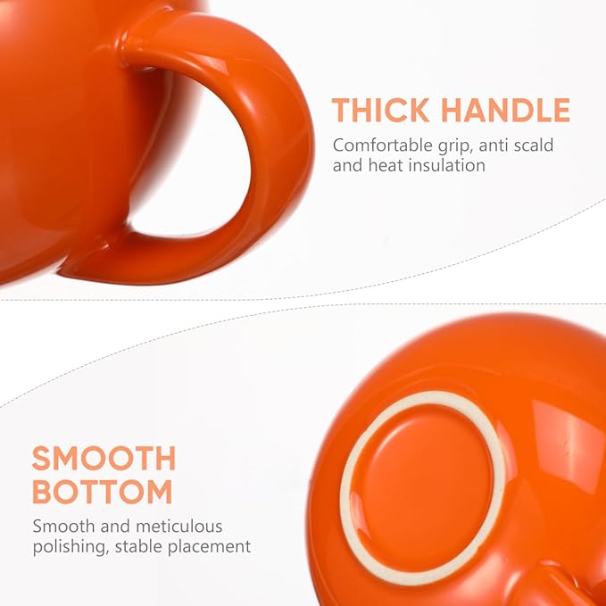 DOITOOL Halloween Pumpkin Mugs Set of 2 Ceramic Coffee Cups with Handle 5.31 Inch Pumpkin Shape Mugs for Coffee Milk and Hot Drinks