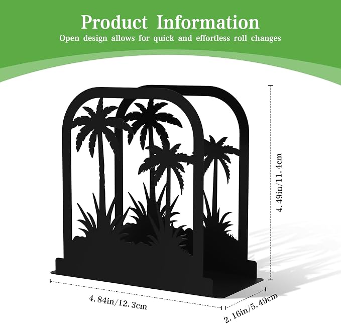 Stylish Napkin Holder,Black Metal Coconut Trees Design Napkin Holder for Table,Cushioned Base Paper Napkin Dispenser for Kitchen,Dining Room Table,Restaurant,Picnic