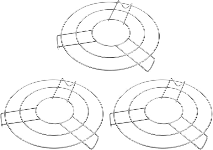 uxcell 3pcs Round Cooking Rack 8.7" Dia Stainless Steel Wire Cooling Steamer Rack for Baking Canning Cooking Roasting Cooling Grilling Drying, Silver (1.2" Tall)