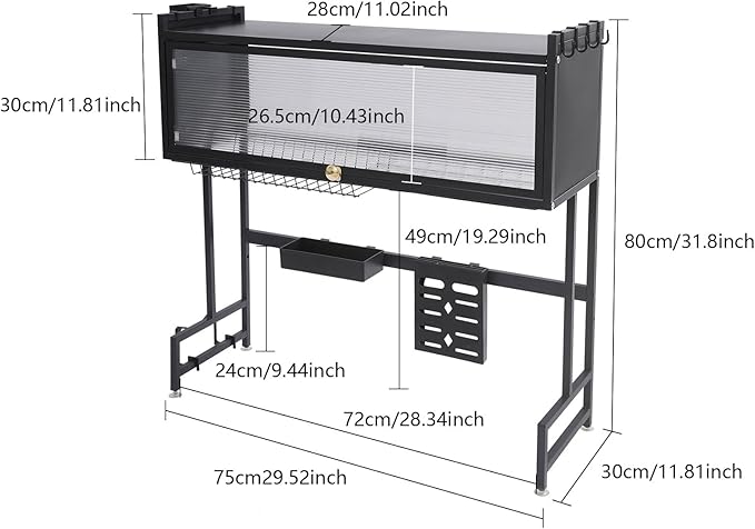 Over The Sink Dish Drying Rack,3 Tier Over The Sink Dish Drainer Drying Rack with Cover, for Kitchen Counter for Dishes, Glasses, Bowls