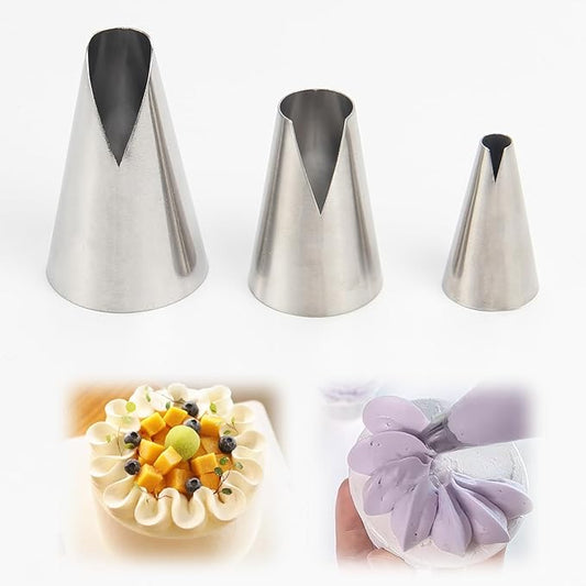 3PCS Russian Piping Tips Set, Stainless Steel V-Shaped Wave Cake Decorating Nozzles for Cupcakes Cookies Baking Pastry Tools, Kitchen Piping Nozzles tips