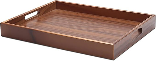 Wood Tray for Kitchen Counter, 12"x8"x1.5" Small Serving Tray with Handle for Ottoman, Coffee Table, Kitchen, Home Decor, Bathroom