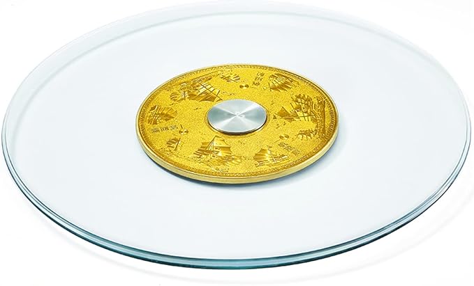 HORV Swivel Turntable Lazy Susan Round Rotating Plate Household TV Swivel Stand Dining Table Tray Spices storage holder Pantry Turntable Organizer Suitable for Countertops Cabinets (Color : Gold B,