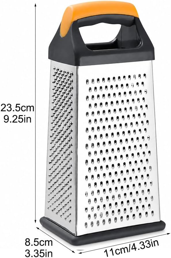 Cheese Grater, 4-Sided Box Grater with Handle, Stainless Steel Graters, Vegetable Slicer, Kitchen Food Shredder for Grate Cheeses, Shred Veggies Kitchen Gadgets Tools(9.25inch)