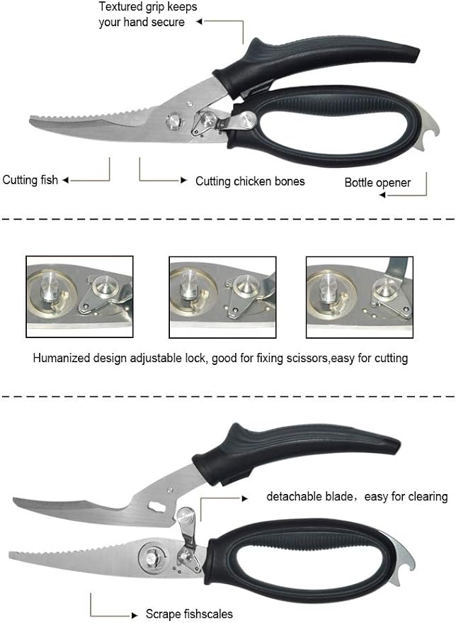 Poultry Shears - Heavy Duty Kitchen Scissors for Cutting Chicken, Poultry, Game, Bone, Meat - Chopping Food - Spring Loaded