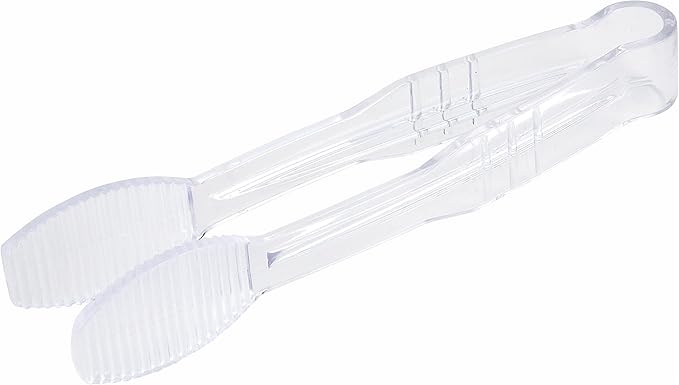 Winco 6" Heavy-Duty Flat Plastic Serving Tongs, Clear