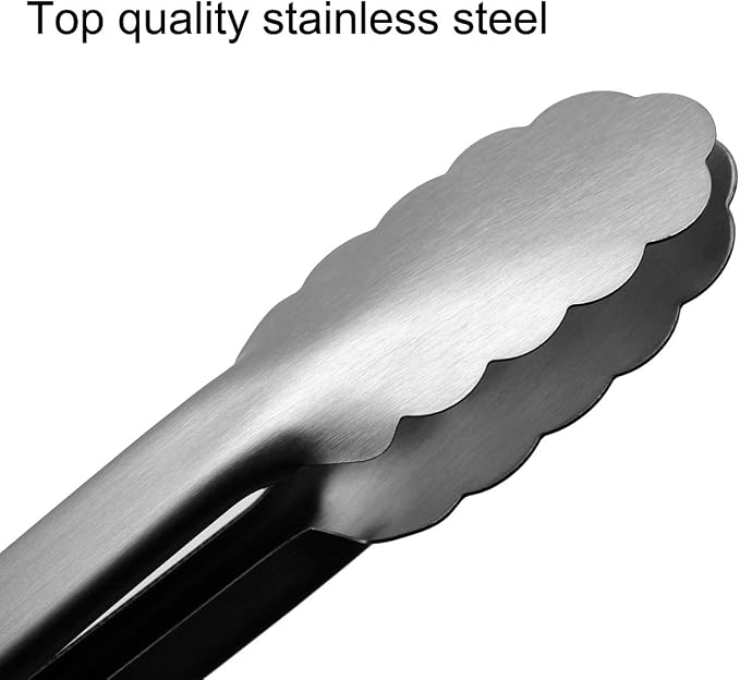 12-inch Stainless Steel Kitchen Tongs with Locking, Metal Food Tongs Non-Slip Grip (12")