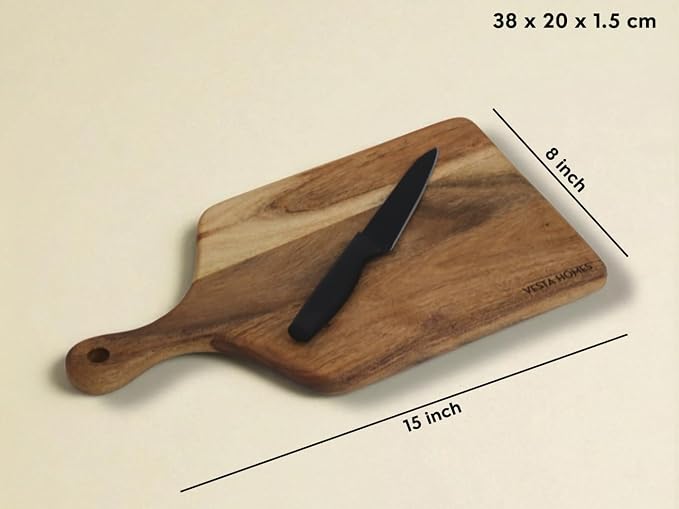 Vesta Homes Cutting Boards for Kitchen, Large Wood Chopping Board Set of 3 | Acacia Charcuterie Board, Cheese Platter | 16.5 * 12, 15 * 8, 10x6 Inches | Handcrafted in India