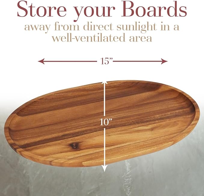 Woodard & Charles 15-Inch Acacia Oval Tray, Large - Pack of 16