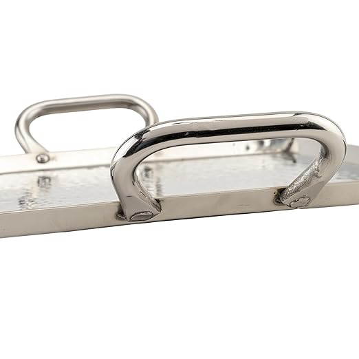G.E.T. SSTPD-1612-MP Heavy-Duty Metal Serving/Ottoman Tray with Handles, 16" x 12", Mirror Polished Steel