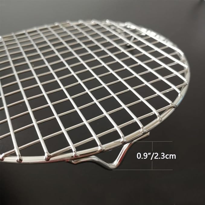 Round Barbecue Grids with Legs Dia 13.8" Straight Wire Footed Steaming 304 Stainless Steel Cooling Rack Multi-Purpose Grill Rack for Airfryer Instant Pot/Pressure Cooker (350mm/13.8")