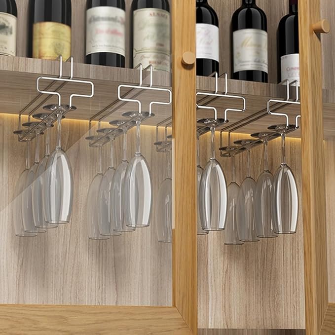 Wine Glass Rack Under Cabinet, Wine Glass Holder Hanging Under Shelf, Stemware Storage Hanger Organizer for Kitchen Bar(1 Pack)