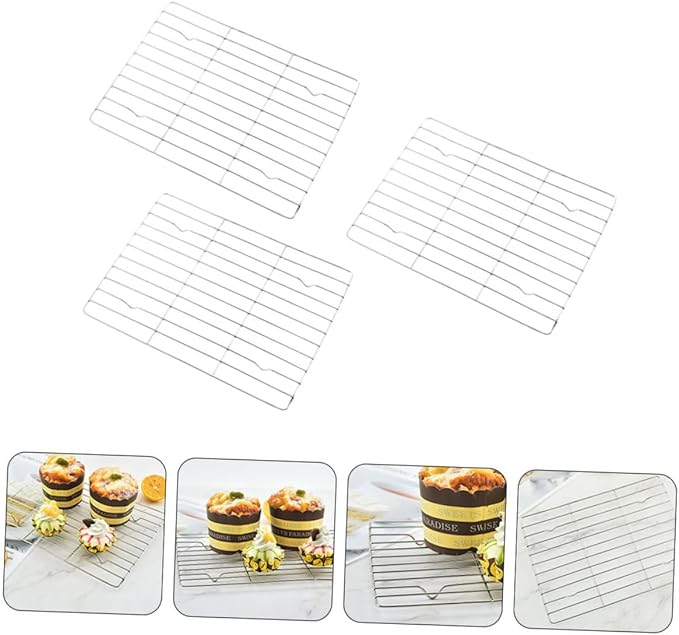 3pcs Nonstick Baking Cooling Rack Set Small Size Stainless Steel Cake and Pastry Cooler Shelves for Home Bakers