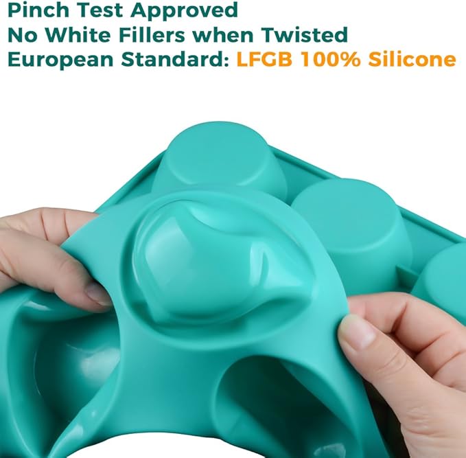 CAKETIME Silicone Muffin Pan Set, Cupcake Pans 12 Cups Silicone Baking Molds, Food Grade, Pinch Test Approved, Pack of 2