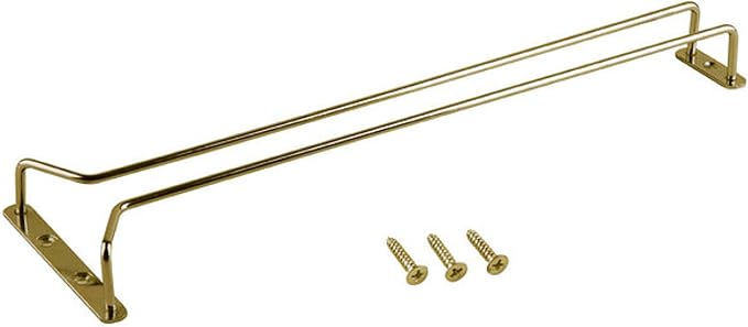 TrueCraftware- 16-Inch Wine Glass Rack Brass Finish Set of 2- Stemware Rack Wire Hanging Rack Under Cabinet Wine Glass Stemware Holder Storage Hanger Organizer for Kitchen and Bar