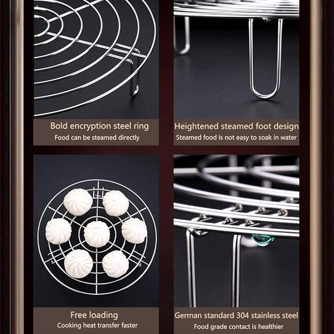 Steam Rack, Heavy Duty Steaming Rack Stand, Stainless Steel Round Steamer Cooling Rack Trivet, Pot Steamer Insert Food Stand, Steaming Cookware Accessories(SIZE:15.5cm/6.1in)