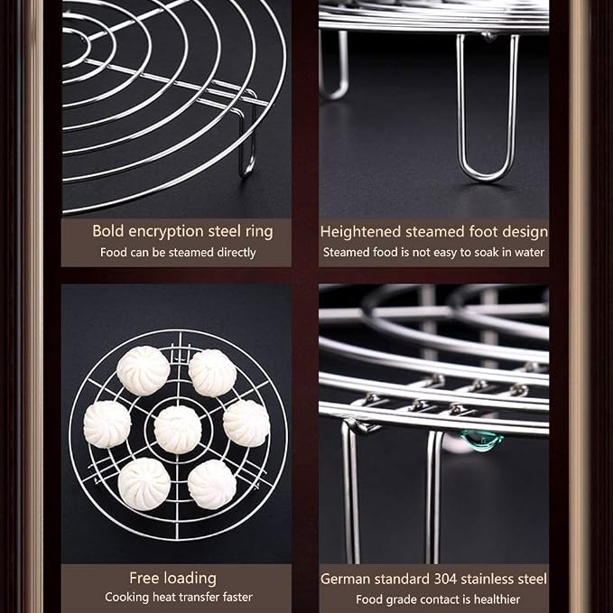 Steam Rack, Stainless Steel Round Steaming Rack Stand, Cooling Rack Trivet, Wire Steamer Kettle Racks Holder, Pot Steamers Insert Food Stand, Cooking Steaming Baking Stand (15.5cm/6.1in)