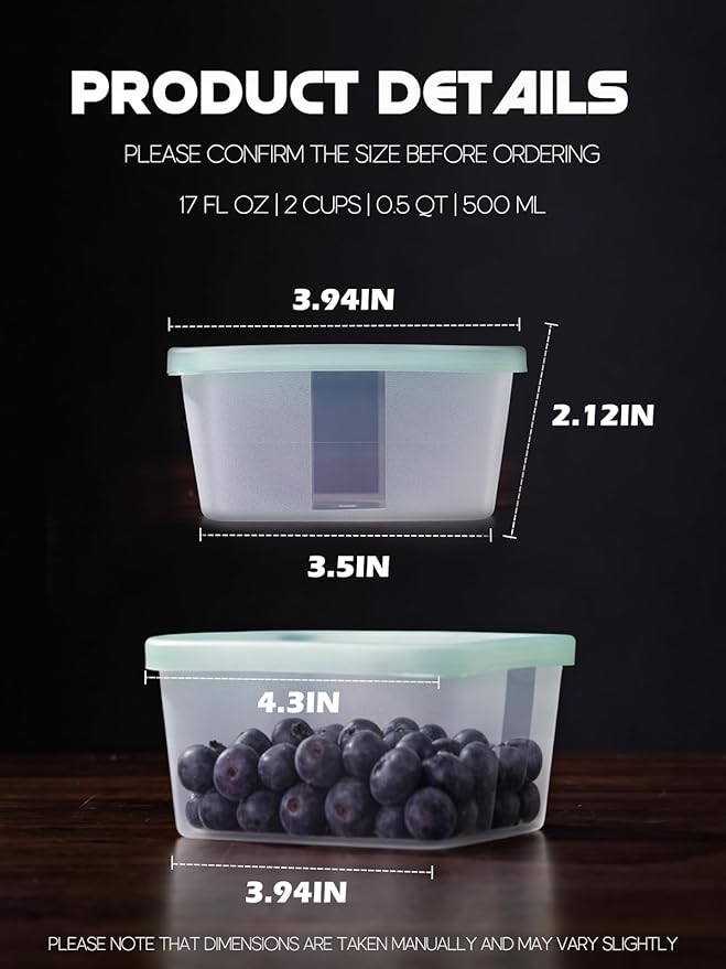 LivLab Mker 20 PCS Food Storage Containers with Lids - Reusable Meal Prep Containers Bpa-Free Freezer Lunch Boxes for Leftovers, Snack, Fruits, Salad - 10Sets | 20 fl oz | 2.5 Cups