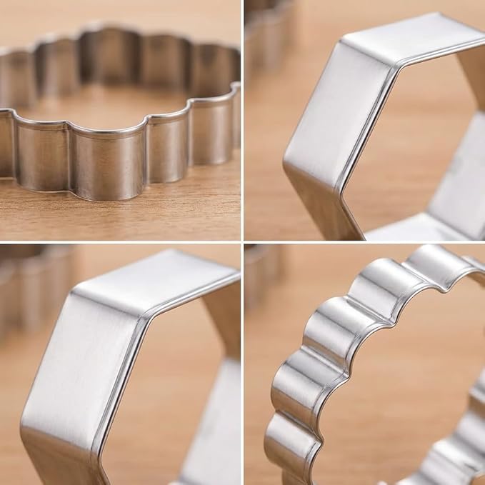 10PCS Stainless Steel Plaque Frame Cookie Cutters - Variety Shapes Fondant Cutters for Baking Wedding Birthday Christmas Metal Biscuit Molds for DIY Decorations