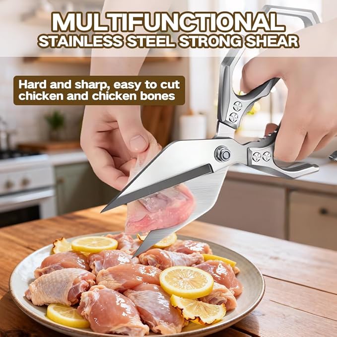 Multifunctional Heavy-Duty Kitchen Shears, Poultry Scissors, Stainless Steel Heavy Duty Scissors for Chicken, Meat, Seafood, Bone Cutting, Box Included, Suitable for Christmas Kitchen